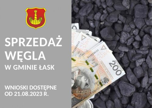 Gmina Łask od dnia 21.08.2023 r. rozpoczyna sprzedaż węgla kamiennego